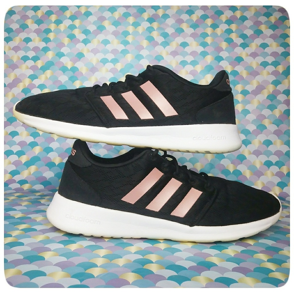 Adidas | Black & Pink Cloud Foam Running Shoe | Size 8